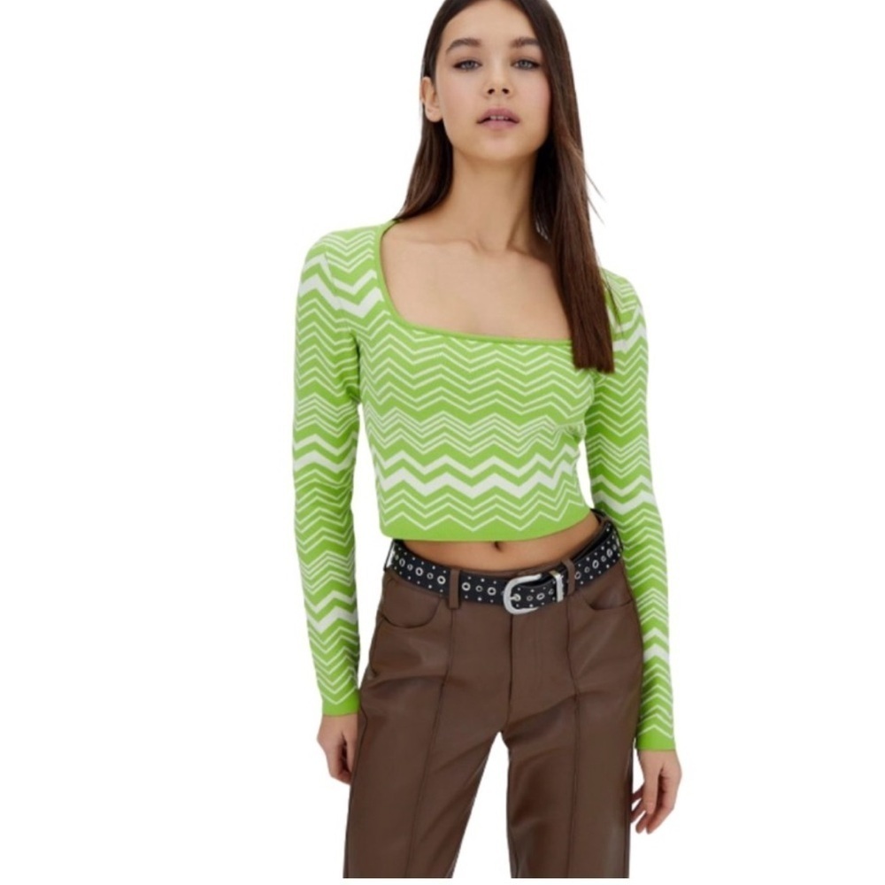 Stradivarius Knit Chevron Knit Crop Top
